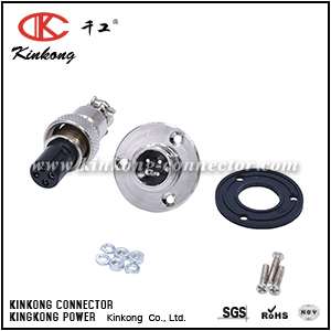 GX12 Aviation plug and socket Standard 3-hole round flanged 4-core male female pair connector